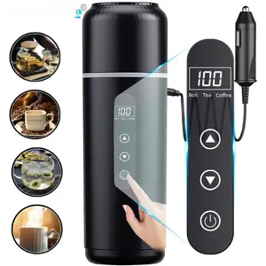 Smart Electric Kettle 12V/24V Portable Car Heating Cup 500ml Travel Touch Screen Adjustable Temperature Thermal Cup for Car Travel