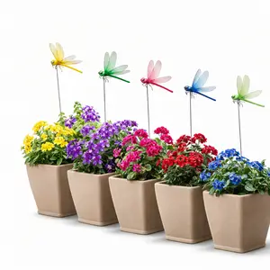 4-Piece Simulated Dragonfly Ornaments - Non-Chemical Insect Guard, Garden Backyard Flower Garden Accessories, Deters Bees Mosquitoes Birds Flies for Camping Courtyards