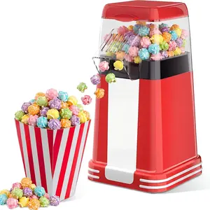 Popcorn Maker, 1200W Mini Retro Air Popper Popcorn Machine, 12 Cups Hot Air Popcorn Popper Electric with Butter Tray, Oil-Free -Button Control, Compact Design for  & Gifts