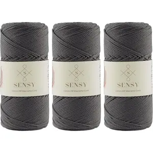 3 Skeins Premium 1.5mm 164 Yards 100% Polypropylene Macrame Cord Polyester Rope Crochet Thread for Crochet Bag, Gift for Knitter (Anthracite)