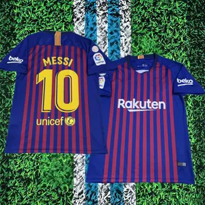 1819 Home Red and Blue No.10 Messi 10 Short Sleeve Soccer Jersey