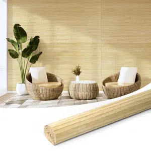 Art3d Natural Bamboo Wall Panel 48"x96" Roll,Renewable Natural Pole Wrap for Interior Walls,,Furniture,kitchen island& Office Decor,Covering 32 Sq.ft