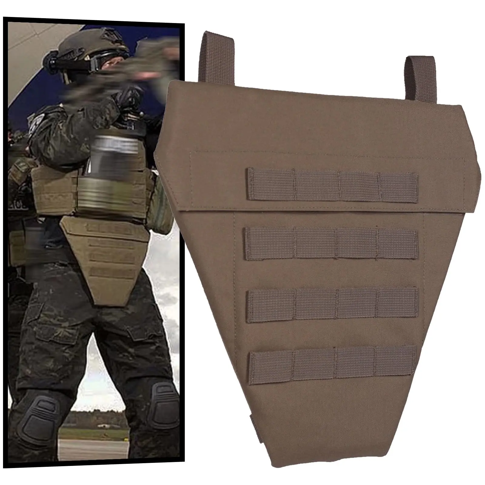 Tactical Groin Protector, 800D Nylon Lower Abdomen Panel with MOLLE System and Impact-Absorbing Foam Padding for Vests, Sporty Protective Gear