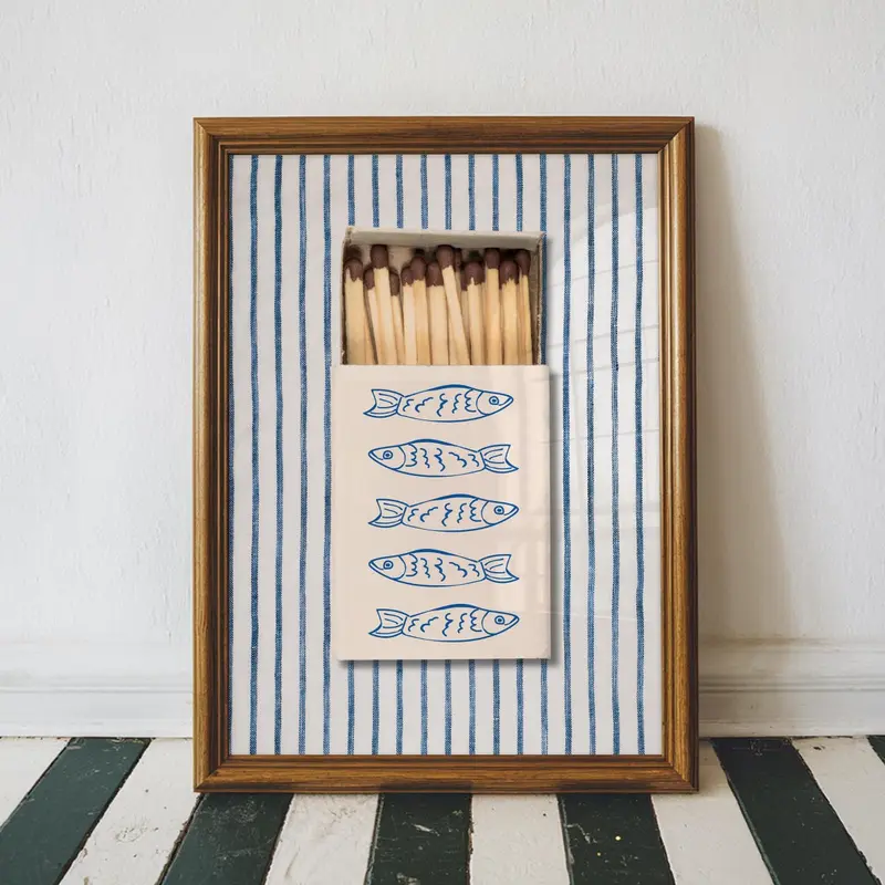 Sardine Matchbox Wall Art - Digital Print, Coastal Decor  Poster Unframed - 5 size, 8x12  to 27x40