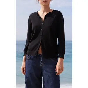 John Galt Women's Black Button Down Cardigan