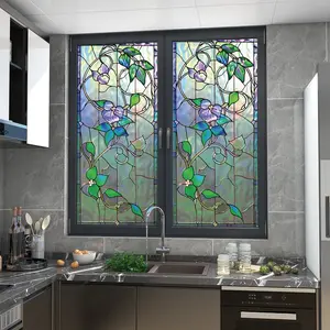 Frosted Glass Sticker, Colorful Spray Pattern Privacy Protective Glass Decorative Sticker, Decorative Stained Glass Window Film for Home and Office, Ornaments