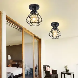 Half-Embedded Ceiling Light E27 Vintage Industrial Style, Industrial Aesthetic, Perfect for Porch, Hallway, Kitchen, Farmhouse