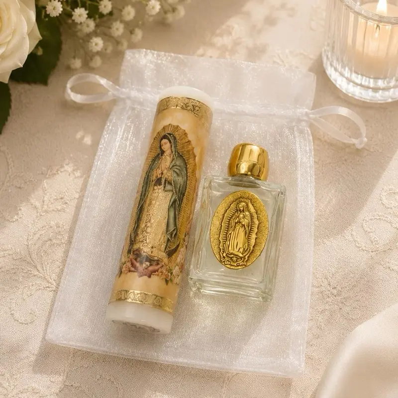12sets, Baptism party Favors mini candle and holy water bottle