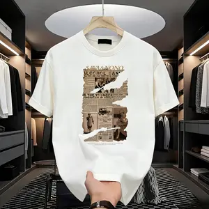 Men's Heavyweight Cotton Vintage Japanese Newspaper Print T-Shirt Retro Tokyo 1945 Graphic Tee Summer Casual Crewneck Short Sleeve Top for Streetwear and Themed Events Machine Washable Menswear Tshirt