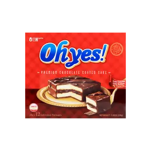HAITAI OHYES Chocolate Cream Filled Cakes 12 Pack - Soft Choco Snack 360g