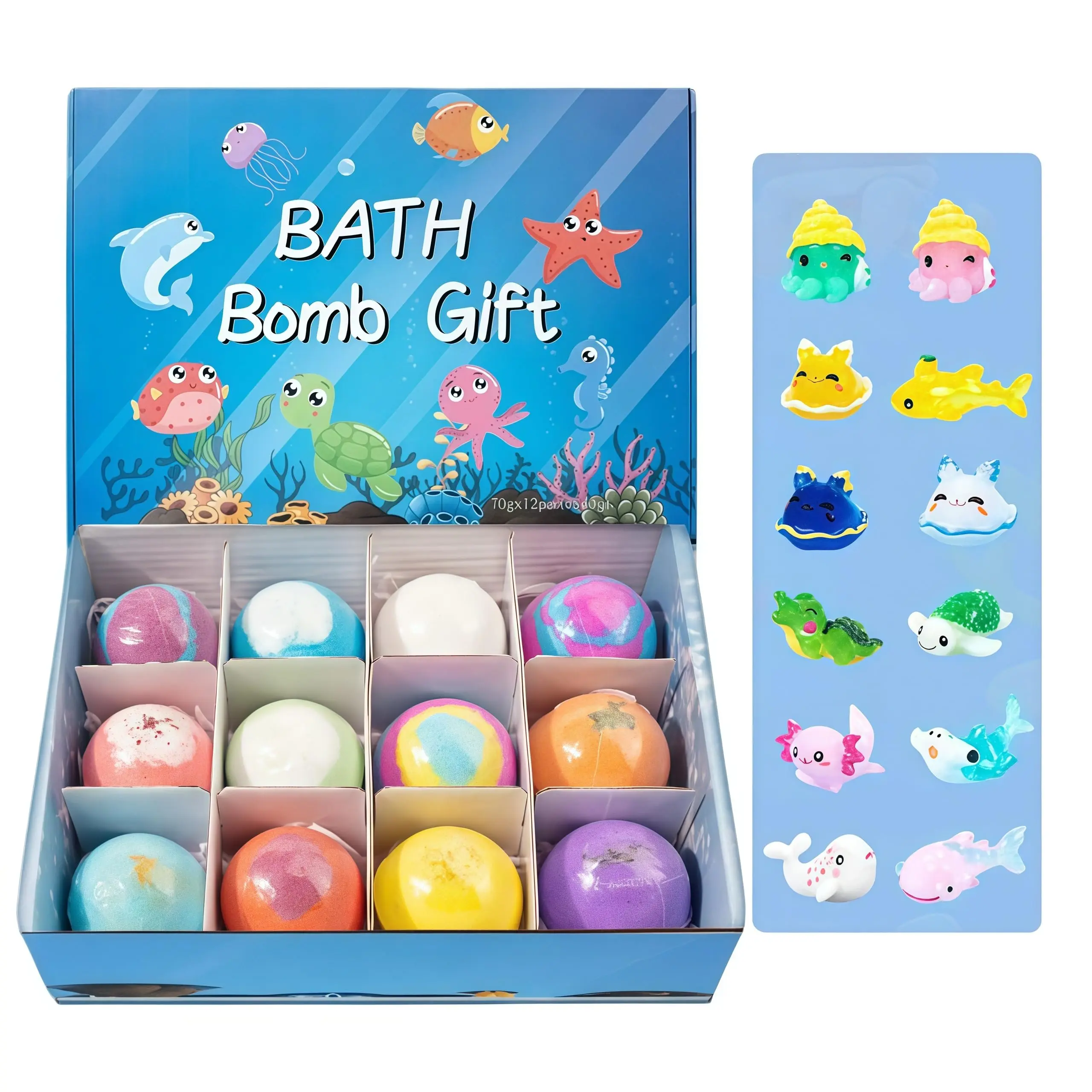 Bath Bombs with Toys Inside, 12 Pack Kids Bath Bombs with Surprise Inside, Play Fizz Bubble Bath Bomb for Boys Girls, Natural Organic Non Toxic Bath Ball Gift Set for