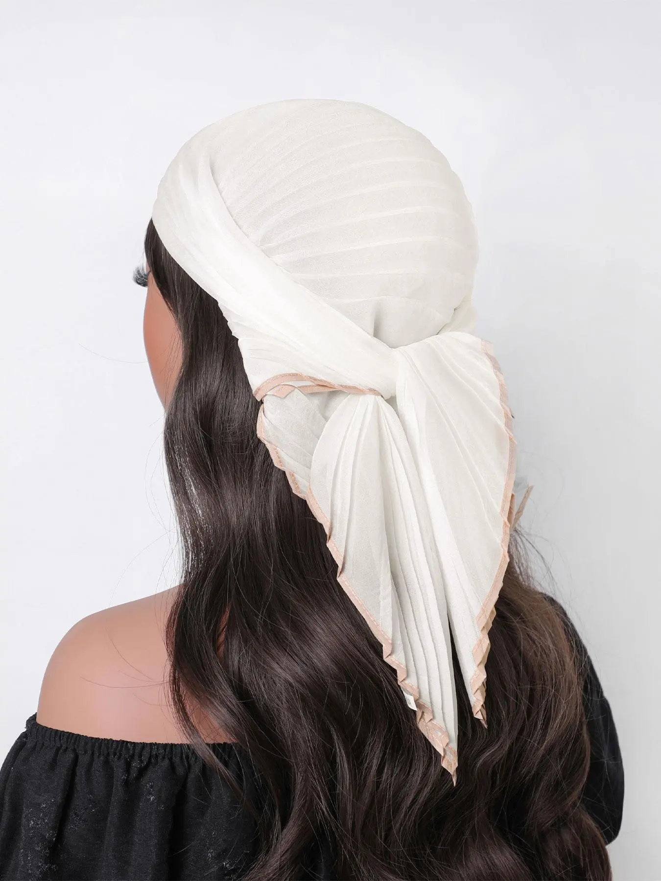Solid Color Crinkle Scarf, Lightweight Breathable Fashion Neck Scarf, Versatile Stylish Headscarf for Every Occasion