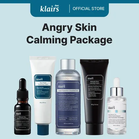 [DearKlairs] 5pc Angry Skin Calming Skincare Kit - Toner, Centella Asiatica, EGF + Peptides for Acne & Redness, Barrier Strengthening, EGF Skin Repair, Hydrate + Repair