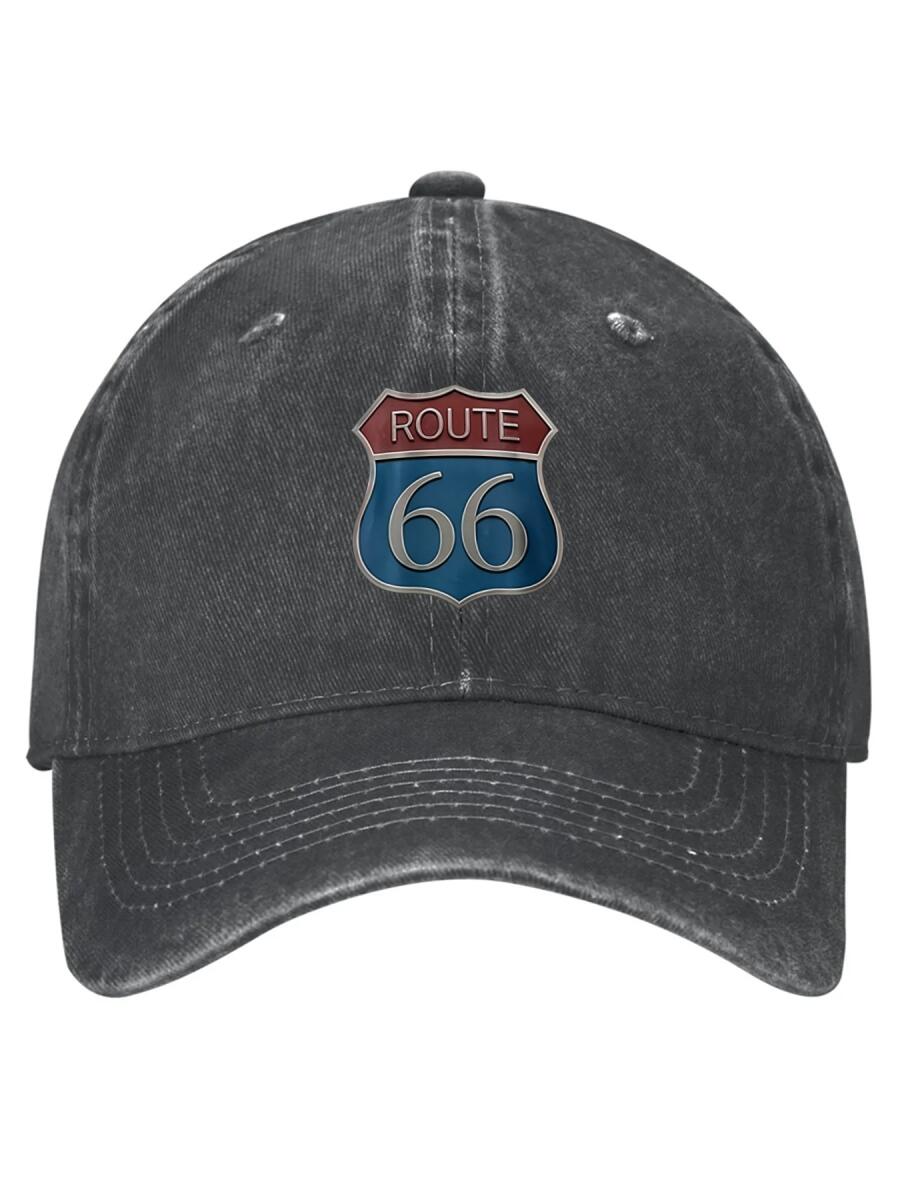 Historic Route 66 Shield Vintage Cotton Baseball Cap US Road Trip Dad Hat Classic Americana Design