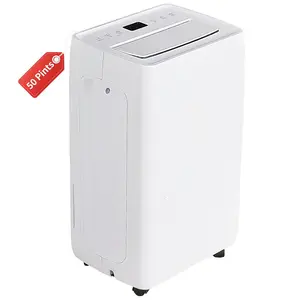 50 Pint Dehumidifier for Home, 3,500 Sq Ft Whole House Dehumidifier with Drain Hose, Quiet Basement Dehumidifier with 75° Airflow Swing, 1.19 Gallon Tank