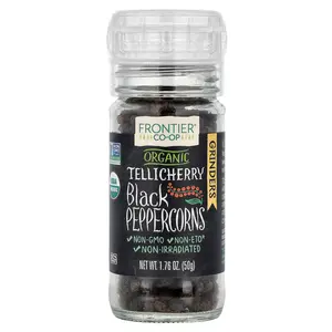 Frontier Co-op Organic Tellicherry Black Peppercorns, 1.76 oz (50 g)