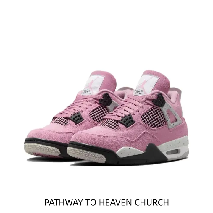 Pink Mid Top Basketball Sneakers For Men Women, Soft Suede Upper With Breathable Mesh Panels, Padded Ankle Support, Shock Absorbing Cushion, Non-Slip Street Fashion Athletic Trainers .
