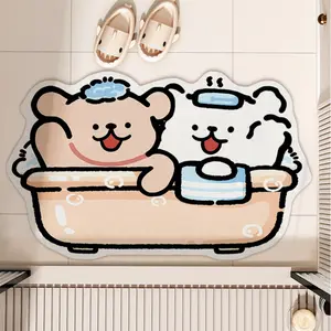 Kawaii Spa Animal Bath Mat| Cute Korean Cartoon Bathroom Rug| Non-Slip Cozy Room Decor
