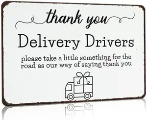 Thank You Delivery Driver Vintage Metal Sign For Home Front Door Shop Office Decor 8 X 12 Inch