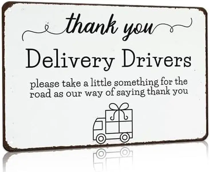 Vintage Steel Thank You Delivery Driver Wall Sign, 8x12in Home Office Decoration, Front Door Gift, Shop Home Decor Plaque