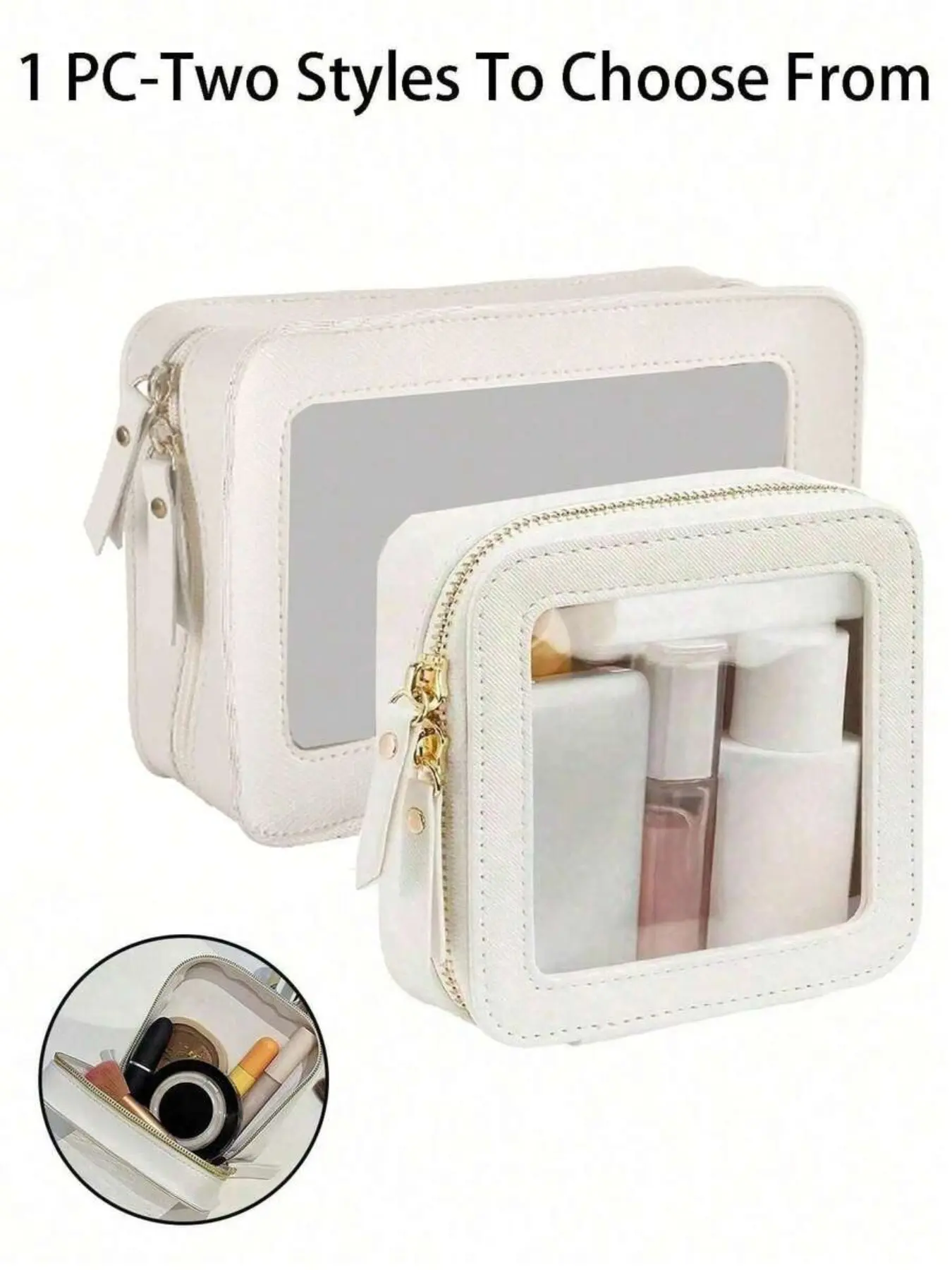 Transparent small makeup bag, can be used as a wallet; Transparent mini makeup bag, suitable for school use; Cute transparent travel makeup bag; White mini leather makeup storage bag; Travel Makeup Organizer, Travel Makeup Pouch