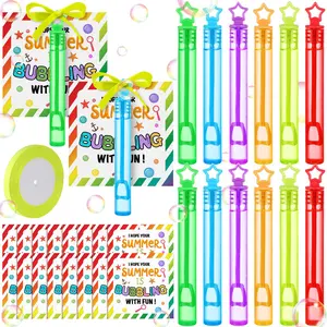 36 Pack Summer Vacation Party Gifts for Kids Bubble Wands with Greeting Cards, End of Year Favors for Preschool Kindergarten Student Classroom Prizes Graduation Birthday Pool Beach Outdoor Party Exchange Gift Park