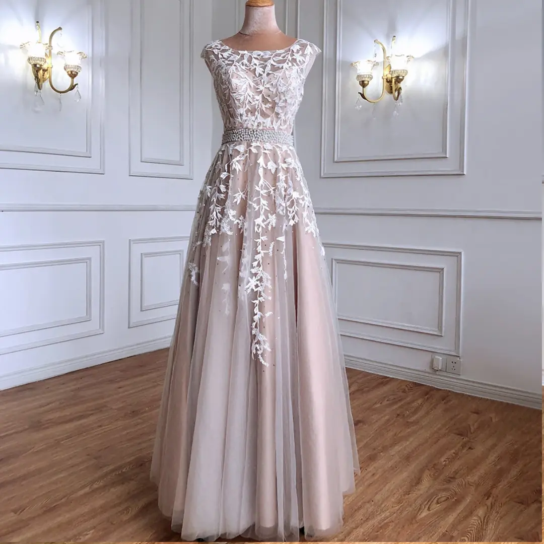 Champagne A-Line Sexy Prom Dresses 2025 Beaded Lace Flower Graduation  School Party Gowns - TikTok Shop