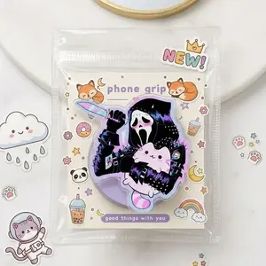 Scream Ghost Hugging Cat Phone Grip, Cute Magnetic Pop Holder, Trendy Horror & Kawaii Phone Accessories