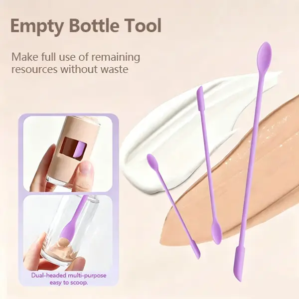 3pcs Mini Makeup Spatula Silicone Skincare Spatula Set for Cosmetic，Double‑Headed,Small Foundation Lotion Scrapers, Reusable Beauty Tiny Tool, Thin Jar Scraper for Kitchen, Get Last of Makeup Out