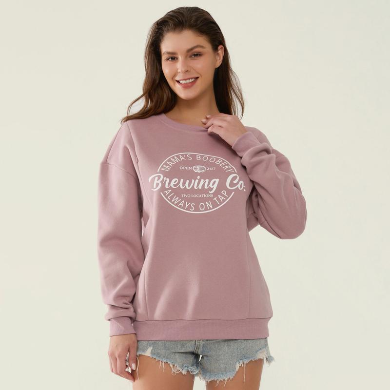Giftifymama Mama's Boobery Long Sleeve Pullover Sweatshirt Fleece Nursing Maternity Sweatshirt Cotton Zip Nursing Pullover Crew Neck Design Loose Fit Spring & Autumn Wear L Multiple Sizes S-XXL Postpartum essentials Mother’s Day gift breastfeeding clothes