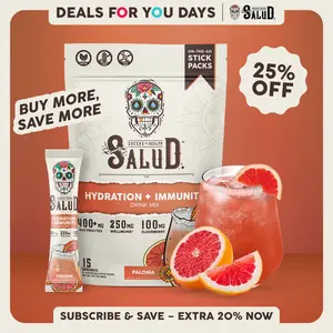 Salud 2-in-1 [Hydration + Immunity - Paloma] Electrolytes Powder, Agua Fresca Drink Mix, Elderberry, Dairy & Soy Free, Non-GMO, Gluten Free, Vegan, Low Calorie, 1g Sugar (15 Servings)