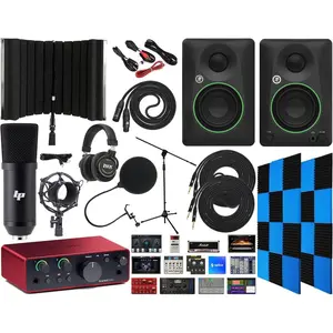 Focusrite Scarlett 2i2 4th Gen Studio Bundle with Mackie CR3.5 Monitors, Mic & More Home Theater Audio
