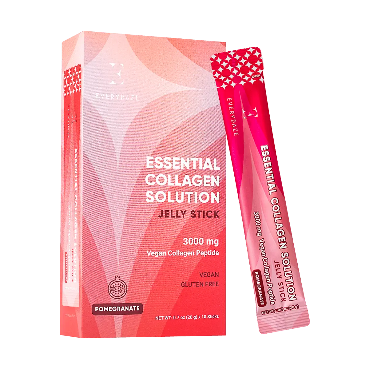 Everydaze Essential Collagen Solution Jelly Stick, Pomegranate Flavor, 10 sticks