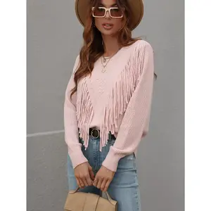 RIBBED FRINGE WESTERN SWEATER