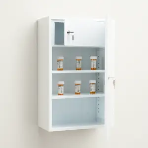 Large Locking Medicine Cabinet with Inner Safe