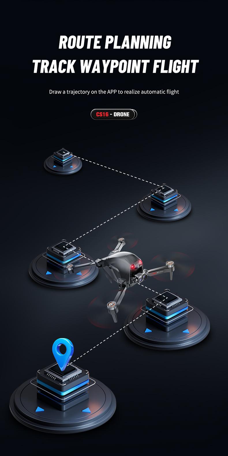 CS16 4K Camera Drone with 4K Camera Intelligent Obstacle Avoidance Powerful Motor Quadcopter for Aerial Photography Brushless Flight Power