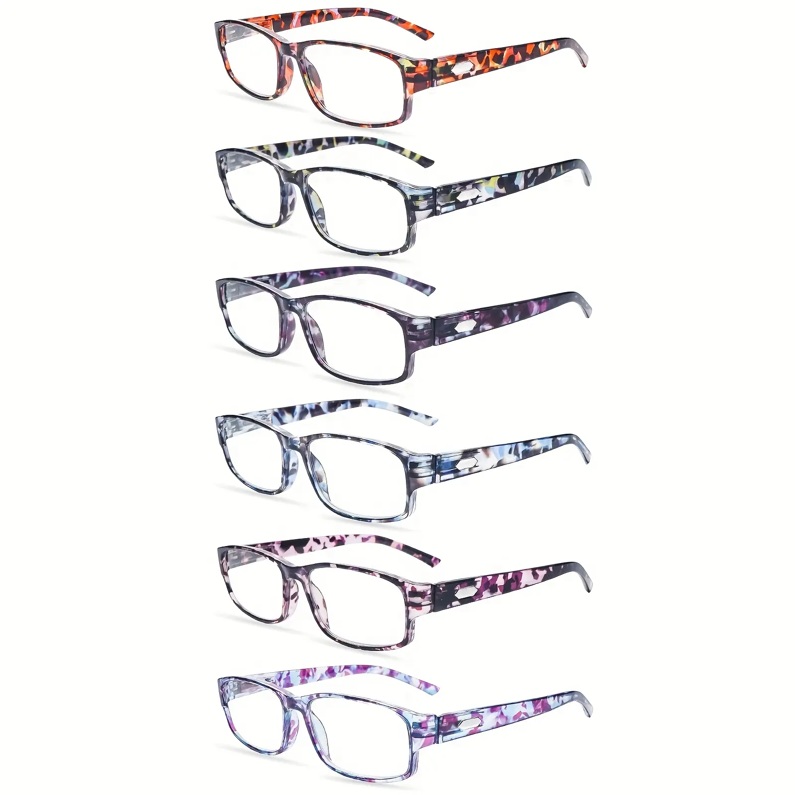 6 Pack Fashion Floral Print Presbyopia Glasses Light Anti Blue Light Retro Pattern Daily Eyewear for Women