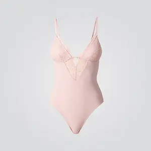 Lunaclo Women's Lace Bodysuit Sexy Spaghetti Strap One Piece Jumpsuit Fits Everybody Seamless Sculpting Shapewear Bodysuit Stretch Slim Fit Square Neck Sleeveless Soft Second Skin Going Out Clubwear