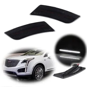 2pcs Smoked White LED Front Side Marker lamps Light For 2013 2014 Cadillac ATS & 2017 2018 2019 2020 2021 2022 XT5,Replace OEM 22941173, 22941174, GM2551199, GM2550199, 20847450, 22922428