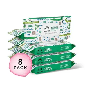336 Count (8 Packs of 42), Fragrance Free Hypoallergenic Flushable Toddler Toilet Wipes,