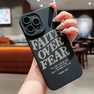 A gray TPU phone case with personalized English pattern and full lens protection, suitable for iPhone 17/16/15/14/13/12/11 ProMax/Pro/Plus