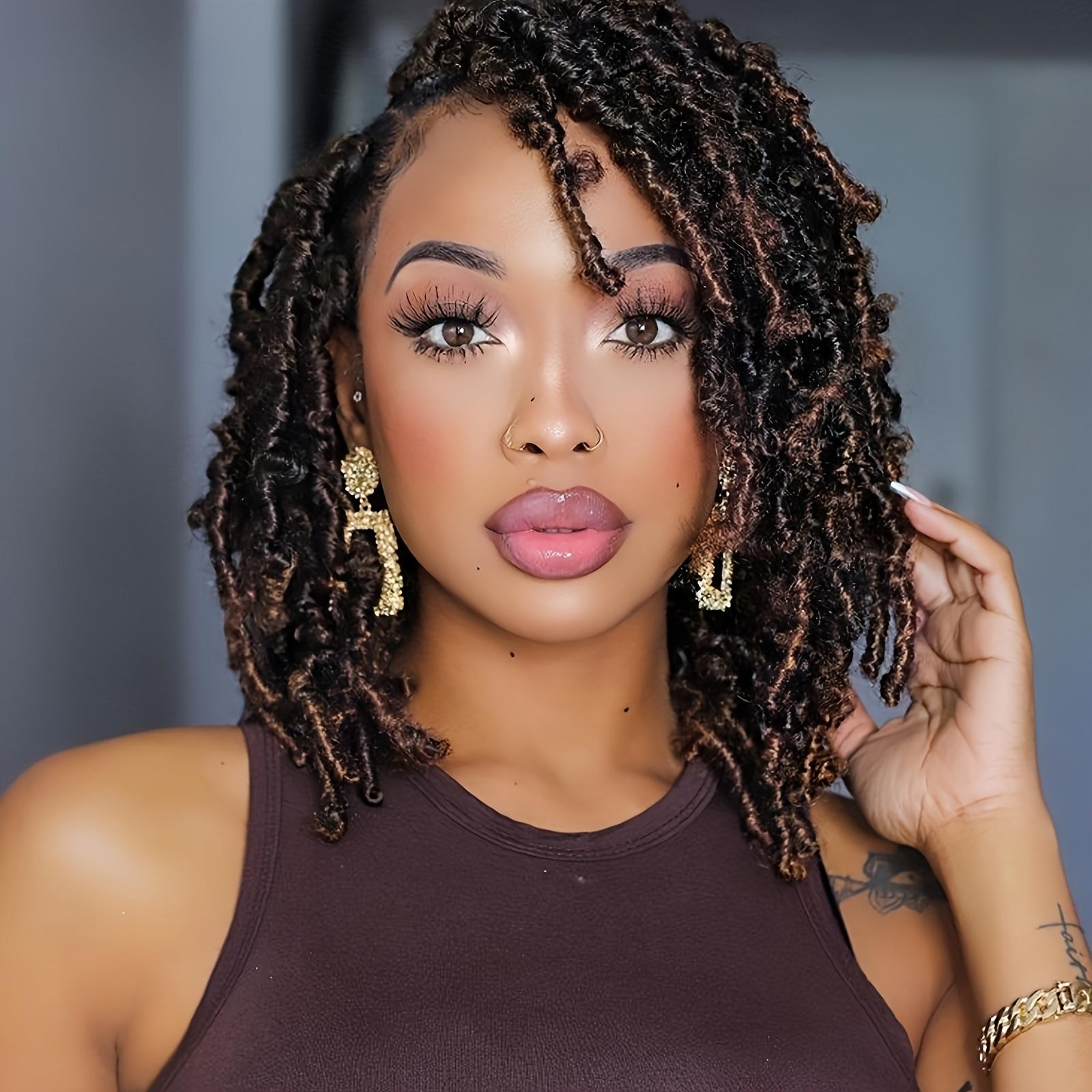 Crochet Short Dreadlock Synthetic Wig for, Suitable for Daily Wear and Parties, 8 Inches