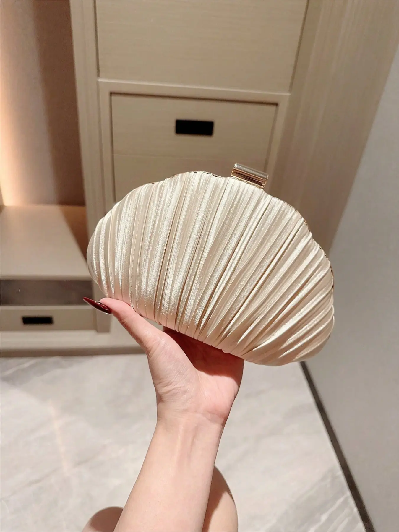 Shiny Leather Box-Shaped Evening Clutch, Elegant Clutch, Fashion Luxury Handbag for Formal Events, Perfect Clutch Bag for Wedding & Prom, Evening Clutch Purse