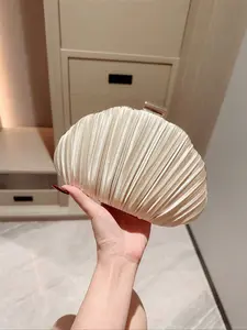 Shiny Leather Box-Shaped Evening Clutch, Elegant Clutch, Fashion Luxury Handbag for Formal Events, Perfect Clutch Bag for Wedding & Prom