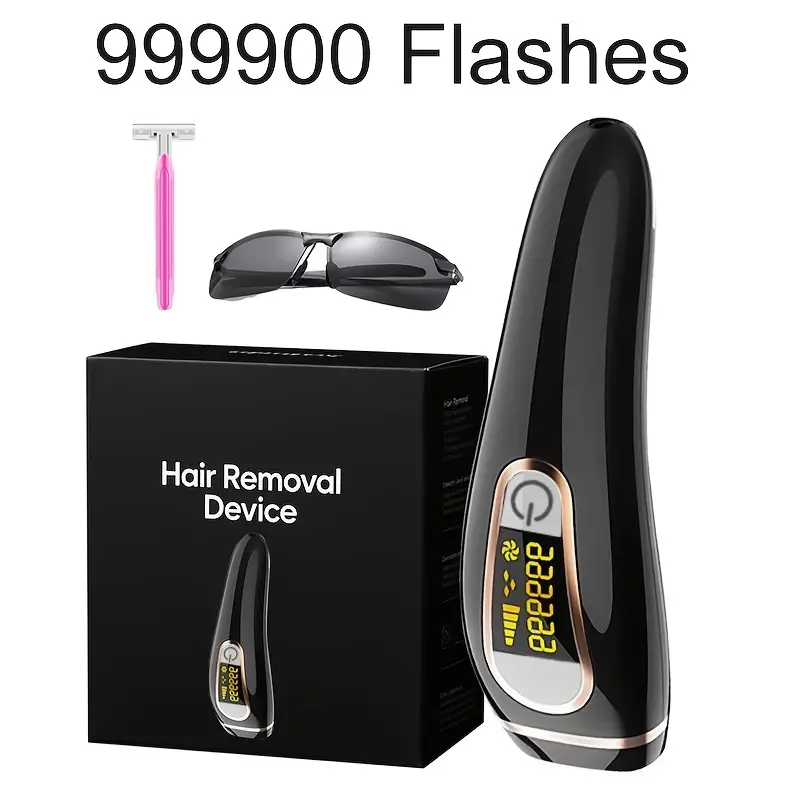 Hair Removal Device 999999 Flashes at-Home Portable for Facial Legs Arms Whole Body Treatment 5 levels of energy adjustment Inhibit hair regrowth nearly painless