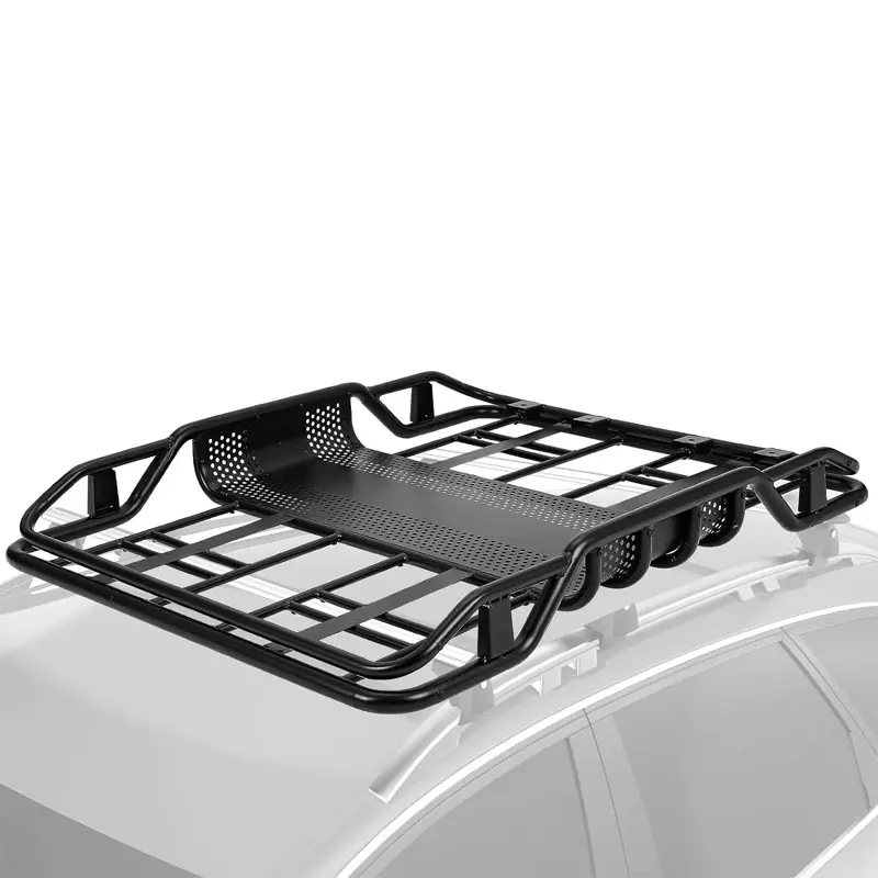 220 Lbs Capacity Lightweight Rooftop Cargo Basket - 63” x 43” x 6.3” Anti-Rust Roof Rack Perfect for Suvs, Cars, and Trucks