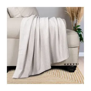 Superior Maya Chenille Herringbone Cotton Blanket, Throw
