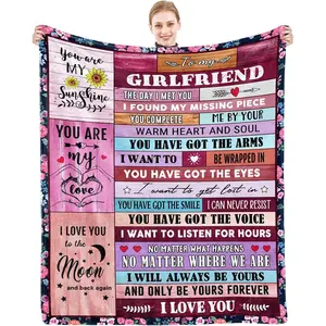 Romantic Message Blanket for Girlfriend - Perfect for Birthday Anniversary Valentine's Day Christmas - Ultra Soft Flannel - Multi-Use Bed Sofa Couch Throw - High-Quality Anti-Pilling Material - Ideal Gift for Her