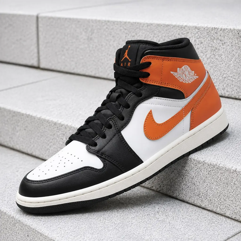 Nike Air Jordan 1 Mid Black Toe Starfish DQ8426-801 Men's Fashion Sneaker New