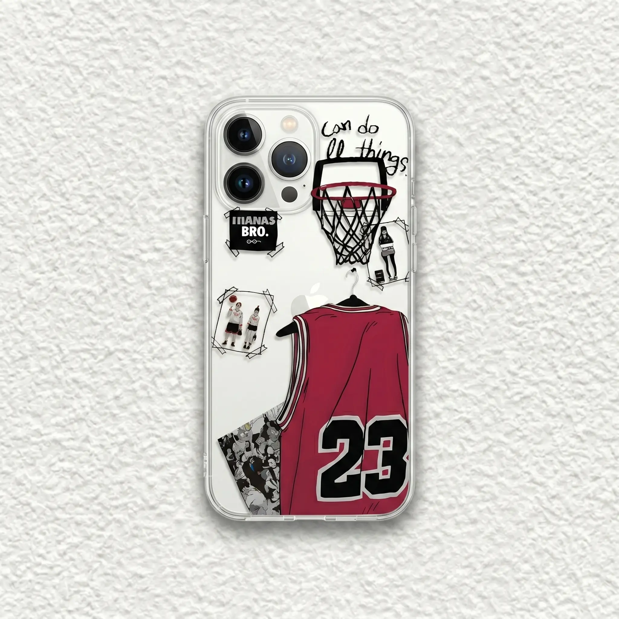 Clear Red Basketball Jersey Space Pattern Anti-Drop Phone Case For iPhone 11 12 13 14 15 16 Pro Pro Max Plus Sporty Trendy Style Ideal Gift For Fans Smartphone Shell